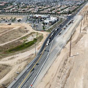 Cars driving on a curved road.